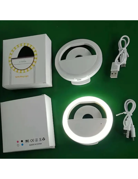 SOPORTE LUZ ANILLO LED RECARGABLE PARA SELFIES Y TRANSMISIONES EN VIVO