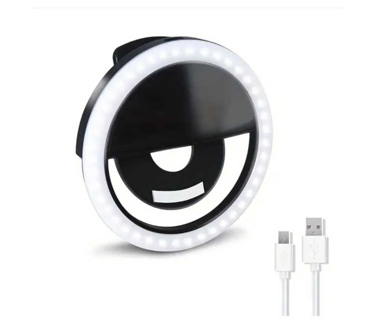 SOPORTE LUZ ANILLO LED RECARGABLE PARA SELFIES Y TRANSMISIONES EN VIVO