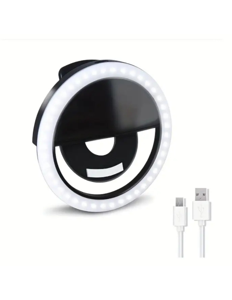 SOPORTE LUZ ANILLO LED RECARGABLE PARA SELFIES Y TRANSMISIONES EN VIVO