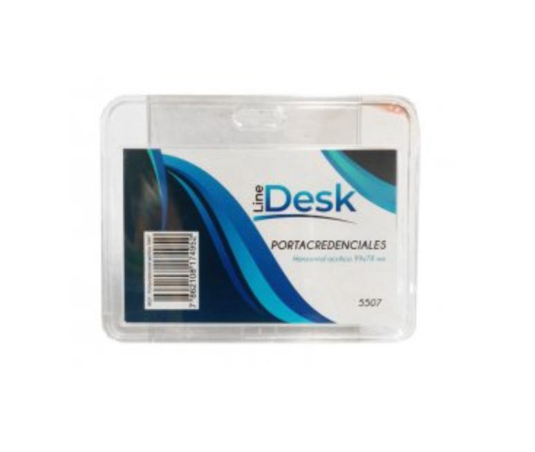 PORTACREDENCIAL HORIZONTAL ACRILICO LINEDESK CON CORDON