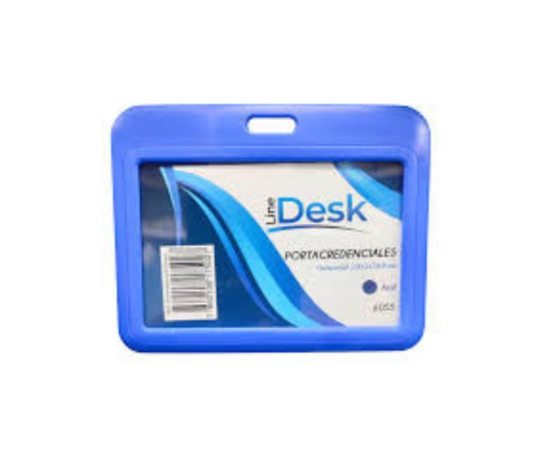 PORTACREDENCIAL HORIZONTAL AZUL LINEDESK CON CORDON