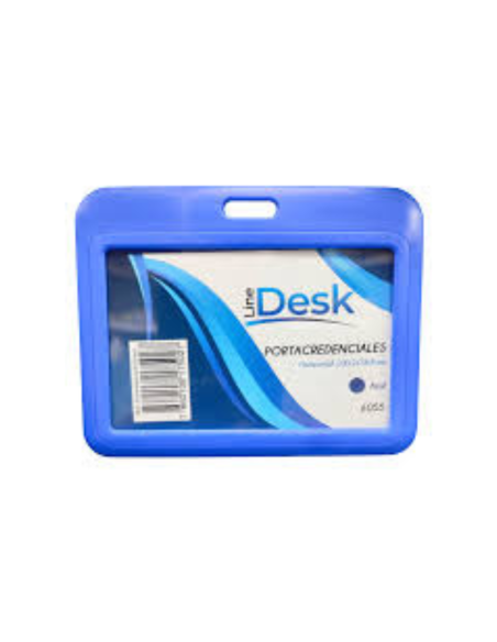 PORTACREDENCIAL HORIZONTAL AZUL LINEDESK CON CORDON