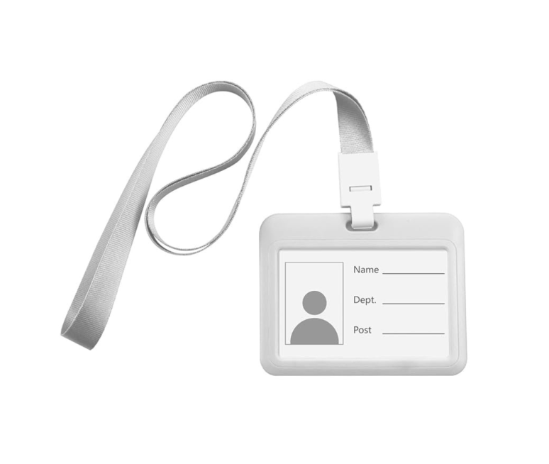 PORTACREDENCIAL HORIZONTAL GRIS LINEDESK CON CORDON