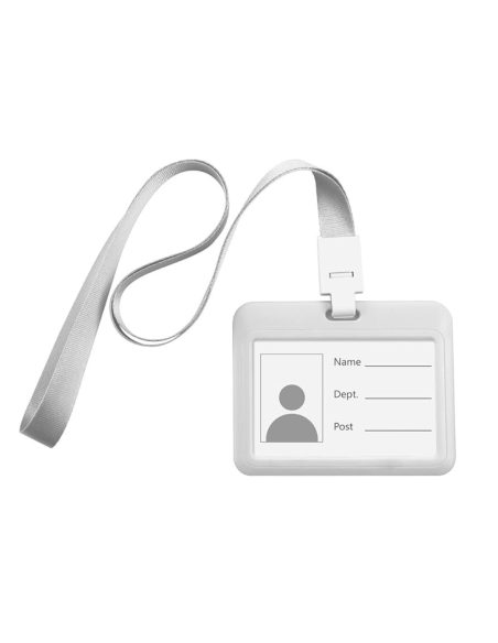 PORTACREDENCIAL HORIZONTAL GRIS LINEDESK CON CORDON