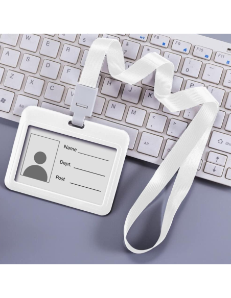 PORTACREDENCIAL HORIZONTAL GRIS LINEDESK CON CORDON