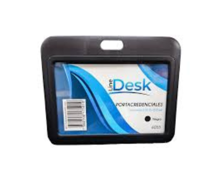 PORTACREDENCIAL HORIZONTAL NEGRO LINEDESK CON CORDON