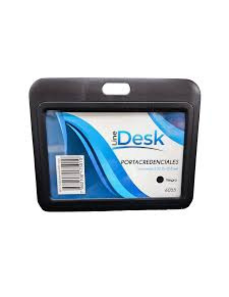 PORTACREDENCIAL HORIZONTAL NEGRO LINEDESK CON CORDON