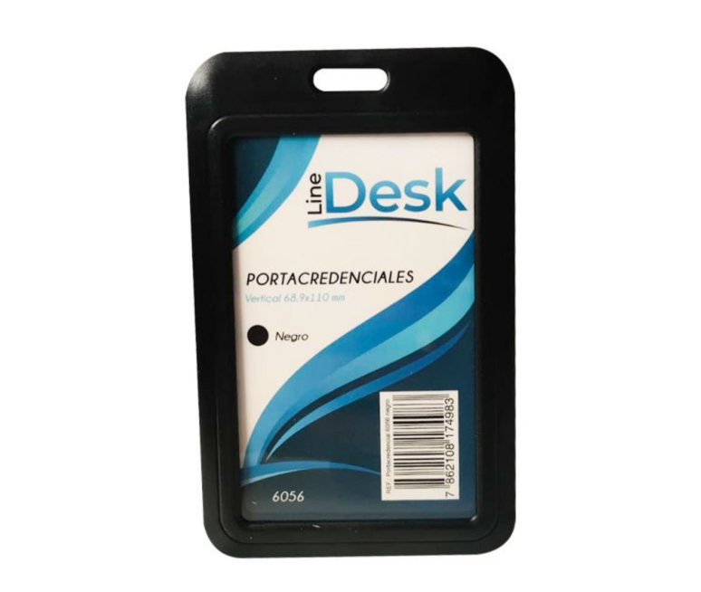 PORTACREDENCIAL VERTICAL NEGRO LINEDESK CON CORDON