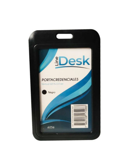 PORTACREDENCIAL VERTICAL NEGRO LINEDESK CON CORDON