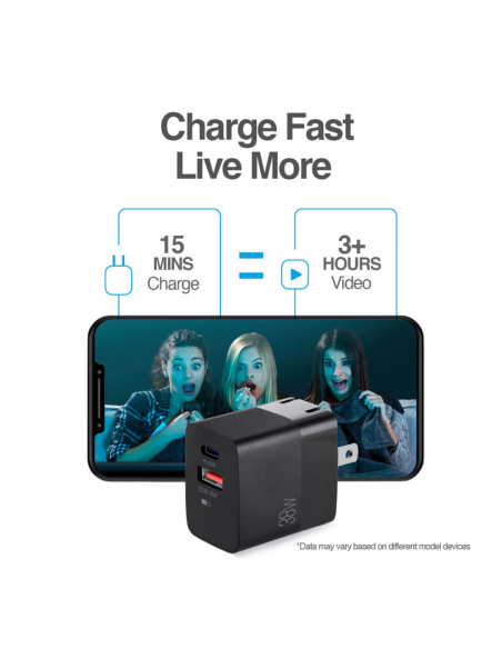 CARGADOR DE PARED ARGOM 38W PRO TIPO C - USB NEGRO