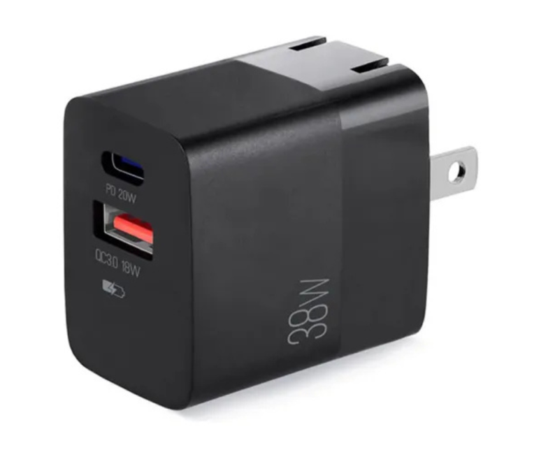 CARGADOR DE PARED ARGOM 38W PRO TIPO C - USB NEGRO