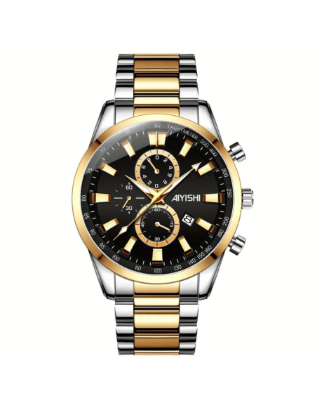 RELOJ CRONÓGRAFO DEPORTIVO AIYISHI 44MM PARA HOMBRE MOVIMIENTO DE CUARZO