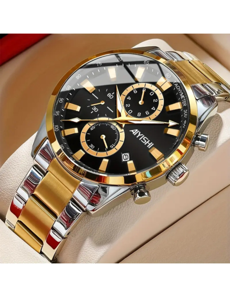 RELOJ CRONÓGRAFO DEPORTIVO AIYISHI 44MM PARA HOMBRE MOVIMIENTO DE CUARZO