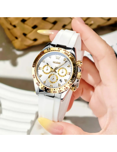 RELOJ OLEVS 5618 CON CORREA DE SILICONA Y CUARZO PARA MUJER 40MM