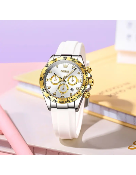 RELOJ OLEVS 5618 CON CORREA DE SILICONA Y CUARZO PARA MUJER 40MM