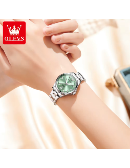 RELOJ OLEVS 3668 DE CUARZO ELEGANTE CORREA ACERO INOXIDABLE 30MM