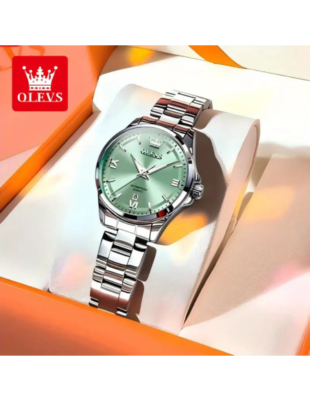 RELOJ OLEVS 3668 DE CUARZO ELEGANTE CORREA ACERO INOXIDABLE 30MM