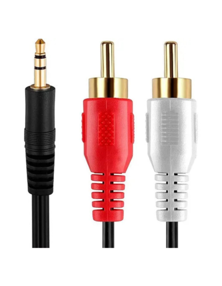 CABLE RCA MINIPLUG 1.5 M AUXILIAR 3.5MM MACHO 2 A 1