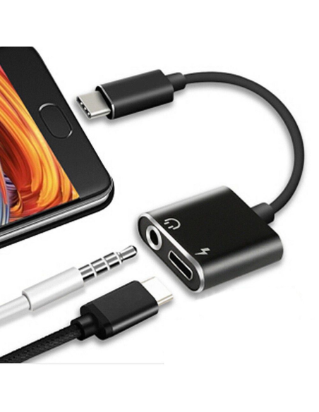 ADAPTADOR 2 EN 1 TIPO C MACHO: TIPO C  + AUXILIAR HEMBRA