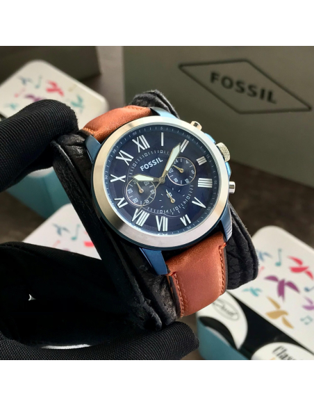 RELOJ FOSSIL FS5151 GRANT CRONÓGRAFO DE CUERO 44MM
