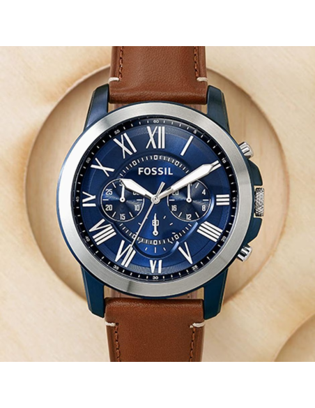 RELOJ FOSSIL FS5151 GRANT CRONÓGRAFO DE CUERO 44MM