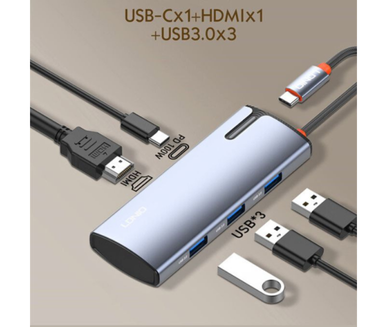 HUB LDNIO DS-15H 100W TIPO C A 1 PD+...