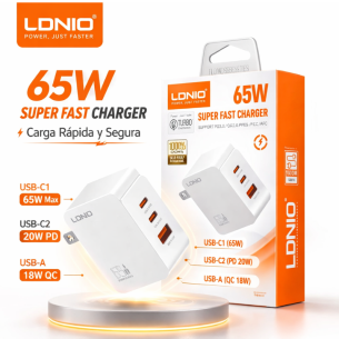 CARGADOR LDNIO Q4 65W 2P PD... 2