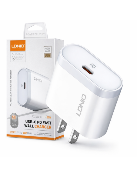 CARGADOR LDNIO Q111 20W 1P PD + CABLE TIPO C - LIGHTNING