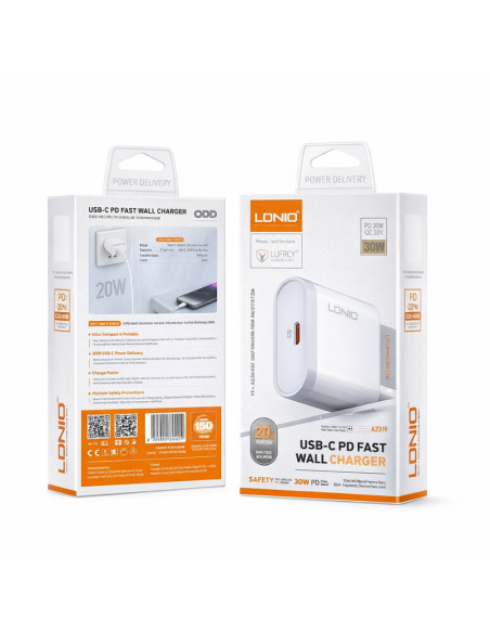 CARGADOR LDNIO Q111 20W 1P PD + CABLE TIPO C - LIGHTNING