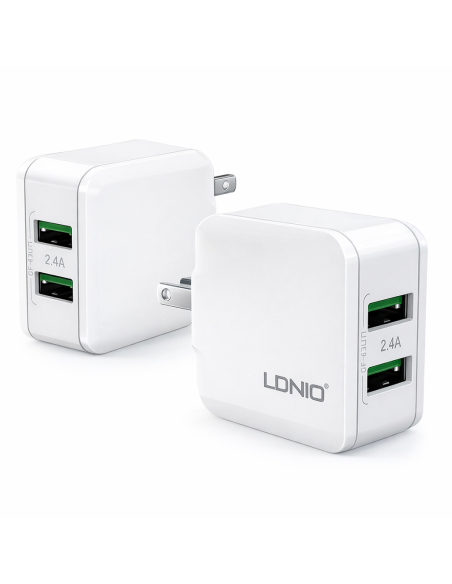 CARGADOR LDNIO A2201 12W 2P USB CON CABLE TIPO C - LIGHTNING