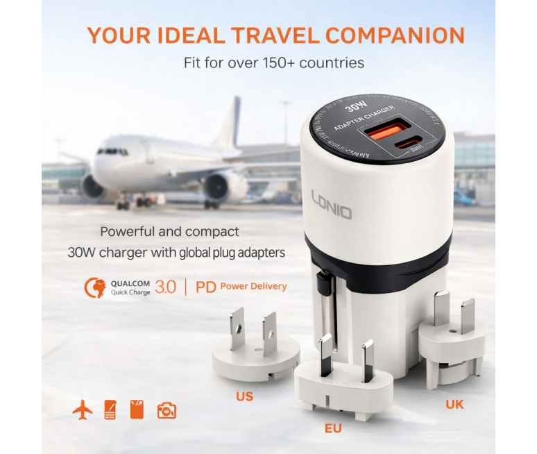 CARGADOR LDNIO Q2319 GAN 30W + CABLE...