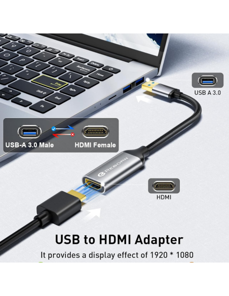 ADAPTADOR USB 3.0 MACHO A HDMI HEMBRA REBORN 1080P