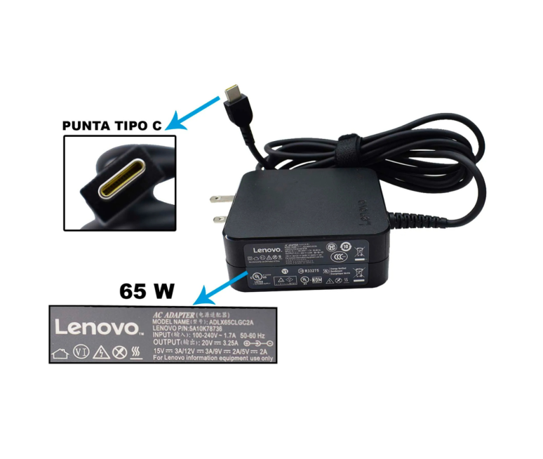 CARGADOR LENOVO TIPO C LE65W-TC 20V...