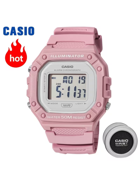 RELOJ CASIO CUADRADO ELECTRONICO PARA MUJER W-218HC-4A 43MM