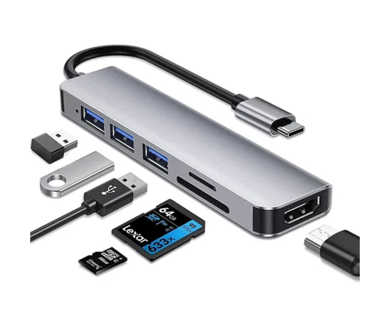 HUB TIPO C 6 EN 1 USB 3.0 – MICRO-SD...
