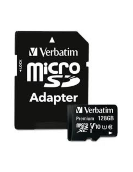 TARJETA DE MEMORIA MICRO – SD VERBATIM + ADAPTADOR 128GB 44085 V10 CLASE 10
