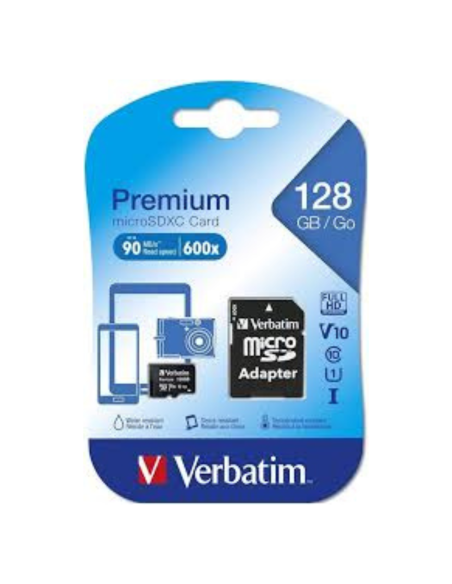 TARJETA DE MEMORIA MICRO – SD VERBATIM + ADAPTADOR 128GB 44085 V10 CLASE 10