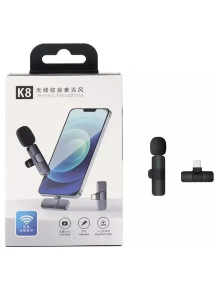 MICROFONO INALAMBRICO PARA CELULAR TIPO C DOBLE K8