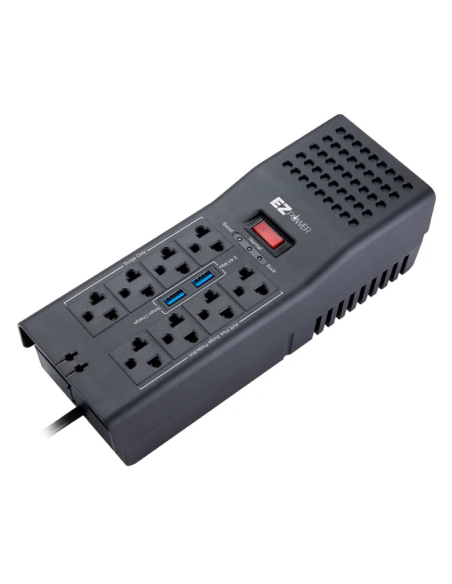 REGULADOR DE VOLTAJE EZ POWER 1200VA – 600W – 8 TOMAS – 2 USB 120V EZVR-1200