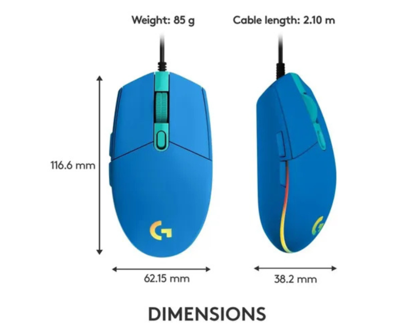 MOUSE LOGITECH GAMER G203 USB RGB...