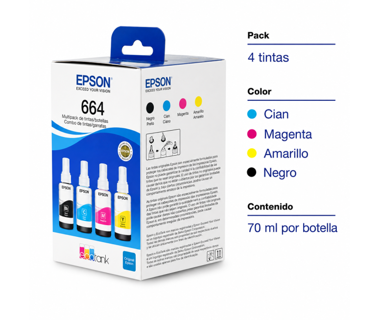 PAQUETE PACK DE 4 BOTELLAS DE TINTA...