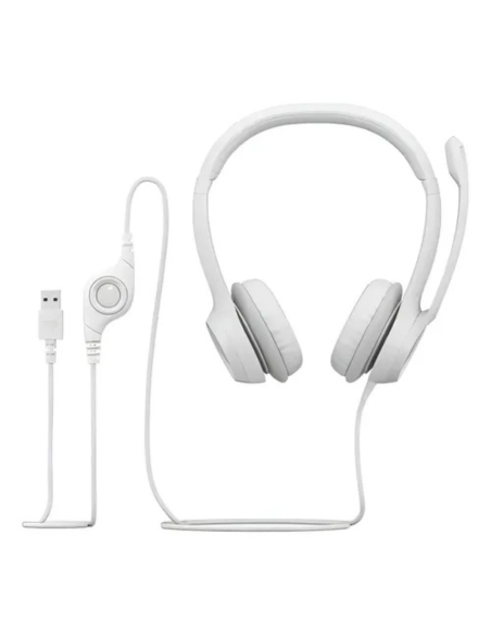AURICULAR LOGITECH H390 CABLE USB A CONTROL DE VOLUMEN SILENCIADORES COLOR BLANCO