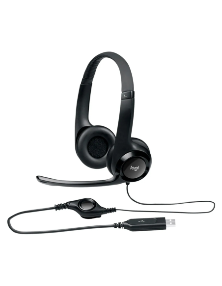 AURICULAR LOGITECH H390 NEGRO USB PLUG AND PLAY SUPRESION RUIDO SONIDO ESTEREO COLOR NEGRO