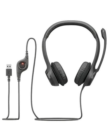 AURICULAR LOGITECH H390 NEGRO USB PLUG AND PLAY SUPRESION RUIDO SONIDO ESTEREO COLOR NEGRO