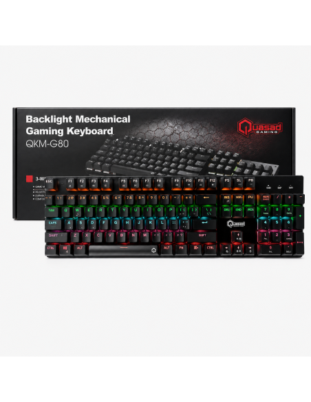 TECLADO QUASAD QKM-G80 MECANICO 9 MODOS DE ILUMINACION RGB NEGRO