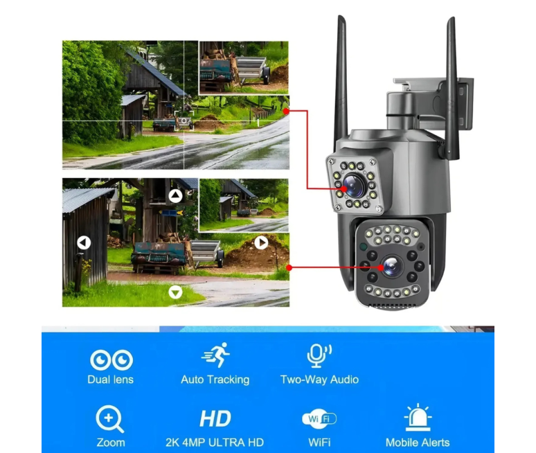 CAMARA DE SEGURIDAD WIFI DOBLE LENTE...