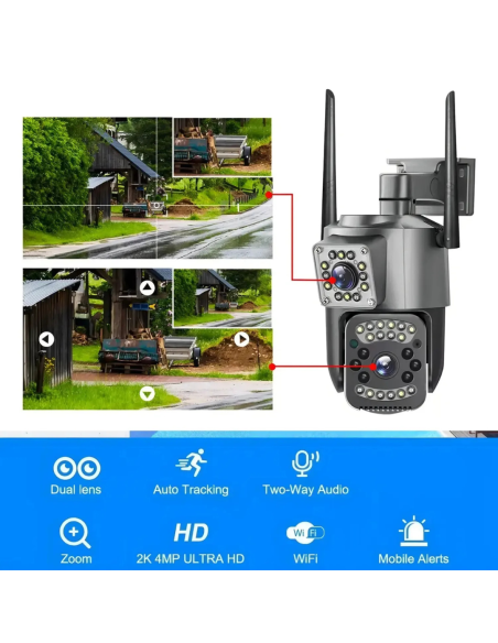 CAMARA DE SEGURIDAD WIFI DOBLE LENTE 4K V380 PRO VISION NOCTURNA