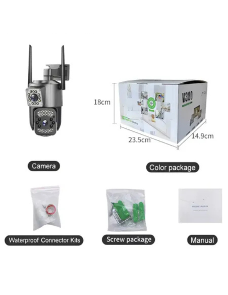 CAMARA DE SEGURIDAD WIFI DOBLE LENTE 4K V380 PRO VISION NOCTURNA