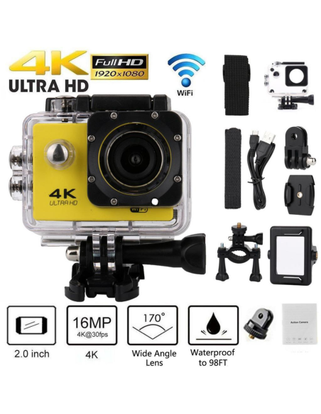 CAMARA GO PRO 4K GRANDE WIFI CON CONTROL 4K IMPERMEABLE