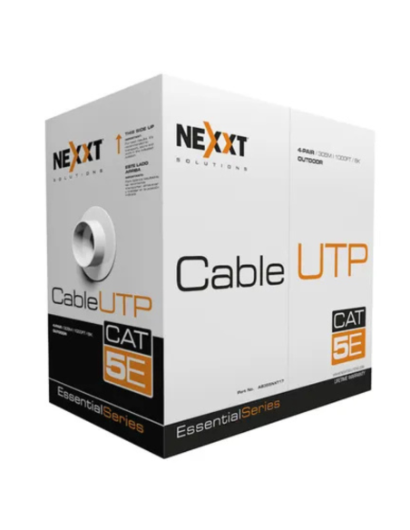 ROLLO DE CABLE UTP NEXXT ESSENTIAL CAT. 5E 305 METROS EXTERIOR COLOR NEGRO